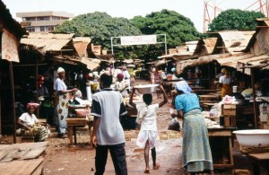 people at a market