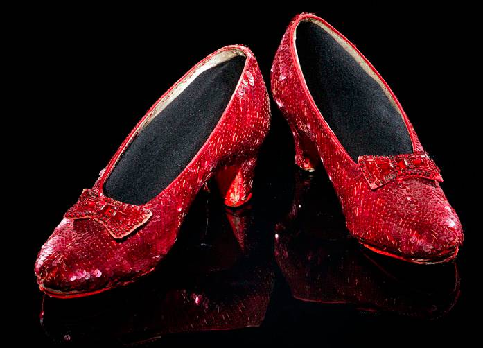a pair of red shoes