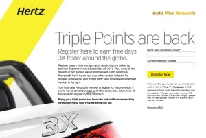 Hertz Triple Points Offer for September