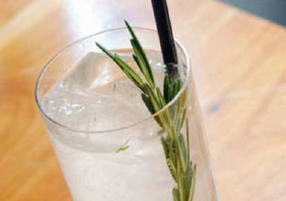 a glass with a straw and a plant in it
