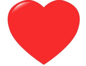 a red heart with a white background