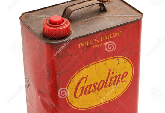 a red and yellow gasoline can