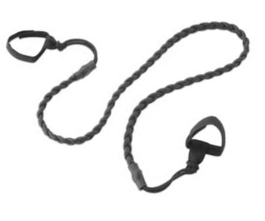 a black braided strap on a white background