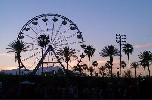 a ferris wheel and palm trees