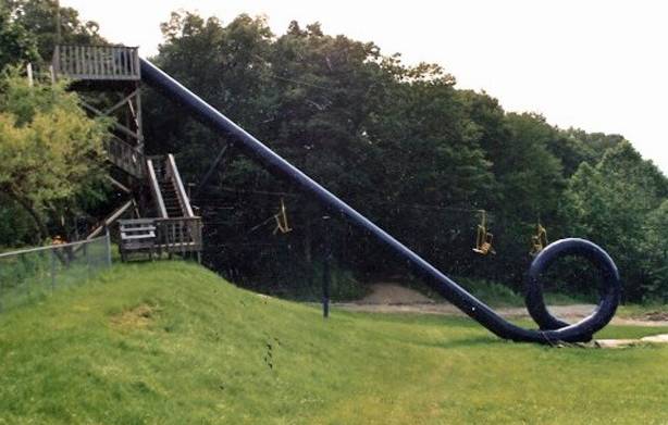 a large slide on a hill