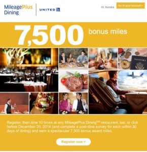 10-second tip: 7,500 United or American bonus miles for dining.