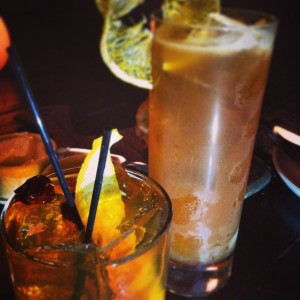 a close up of drinks